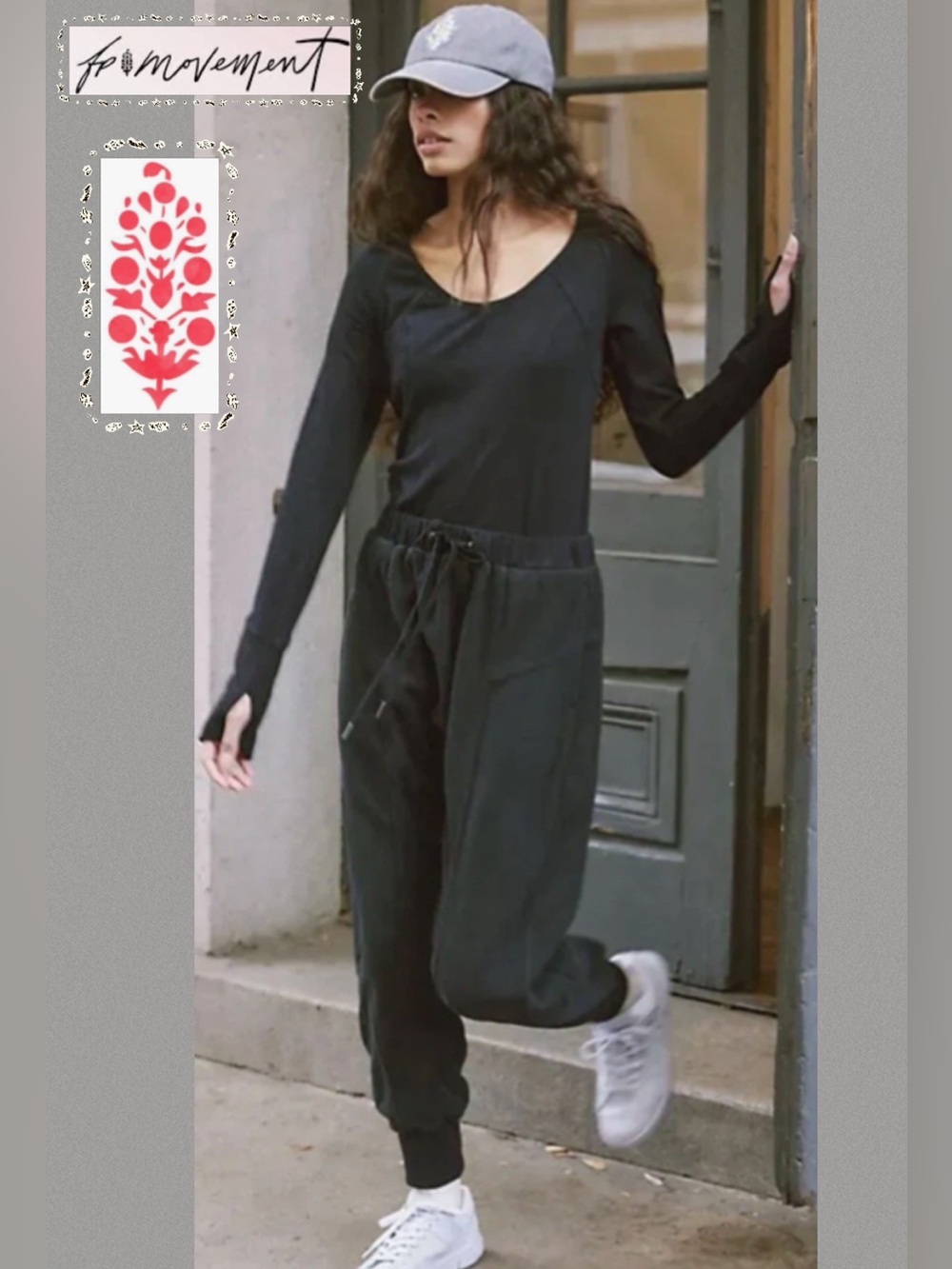 🆕 Free People FP Movement Make It Count One Piece Jumpsuit Long Sleeve Black